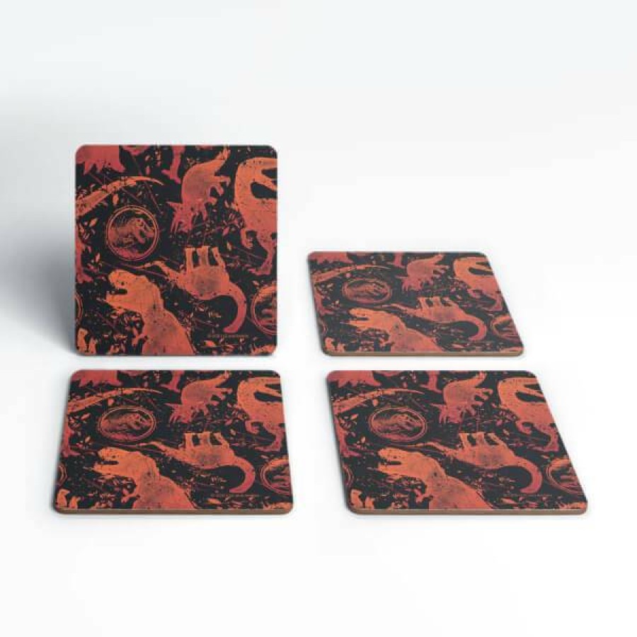 Tabletop * | Best Choice Jurassic Park Dinosaur Pattern Coaster Set