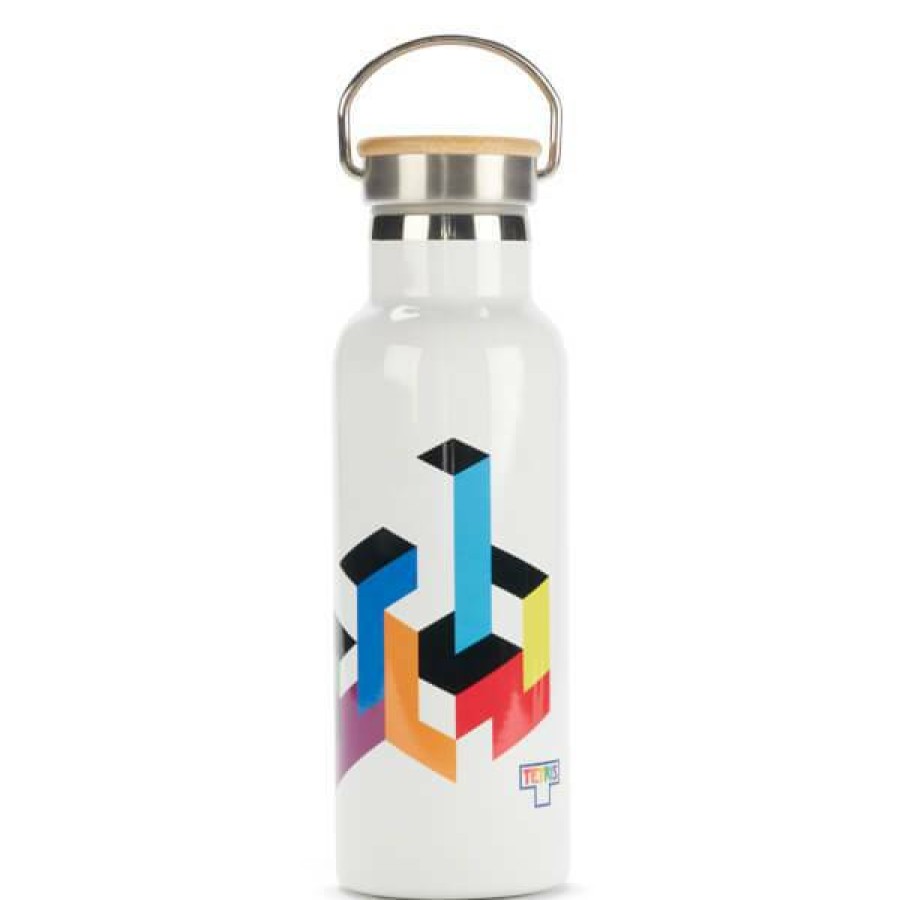 Geek Drinkware * | Crazy Deals Tetris We All Fit Together Portable Insulated Water Bottle White