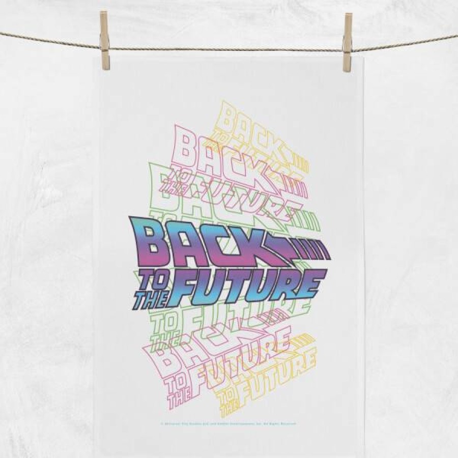 Soft Furnishings * | Shoping Back To The Future Neon Logo Tea Towel