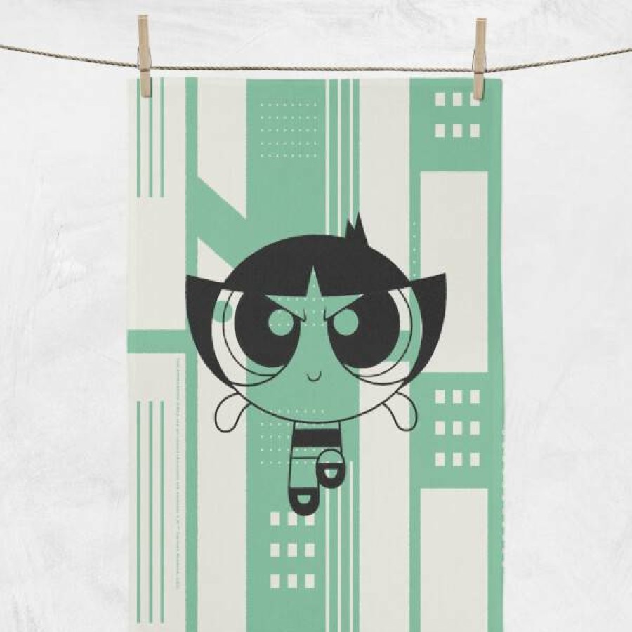 Soft Furnishings * | Top Selling Powerpuff Girls Buttercup Tea Towel