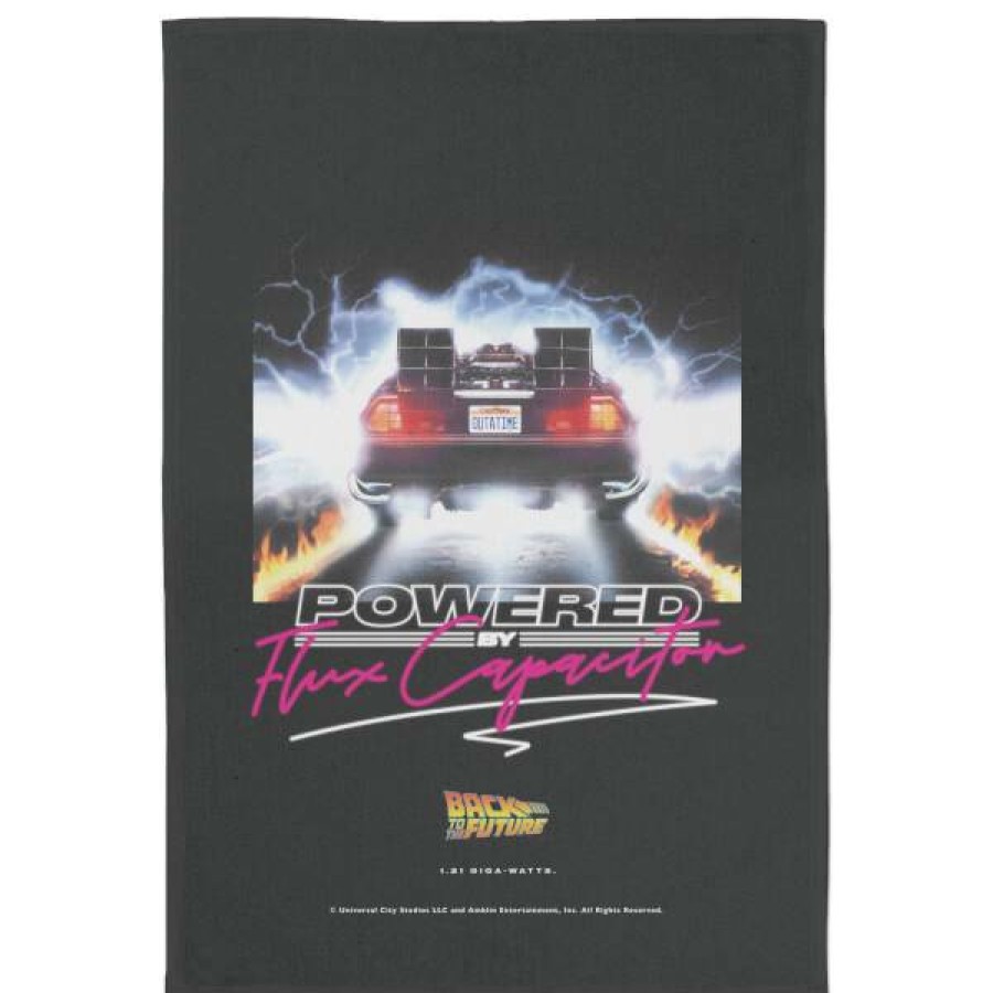 Soft Furnishings * | Clearance Sale Back To The Future Powered By Flux Capacitor Tea Towel