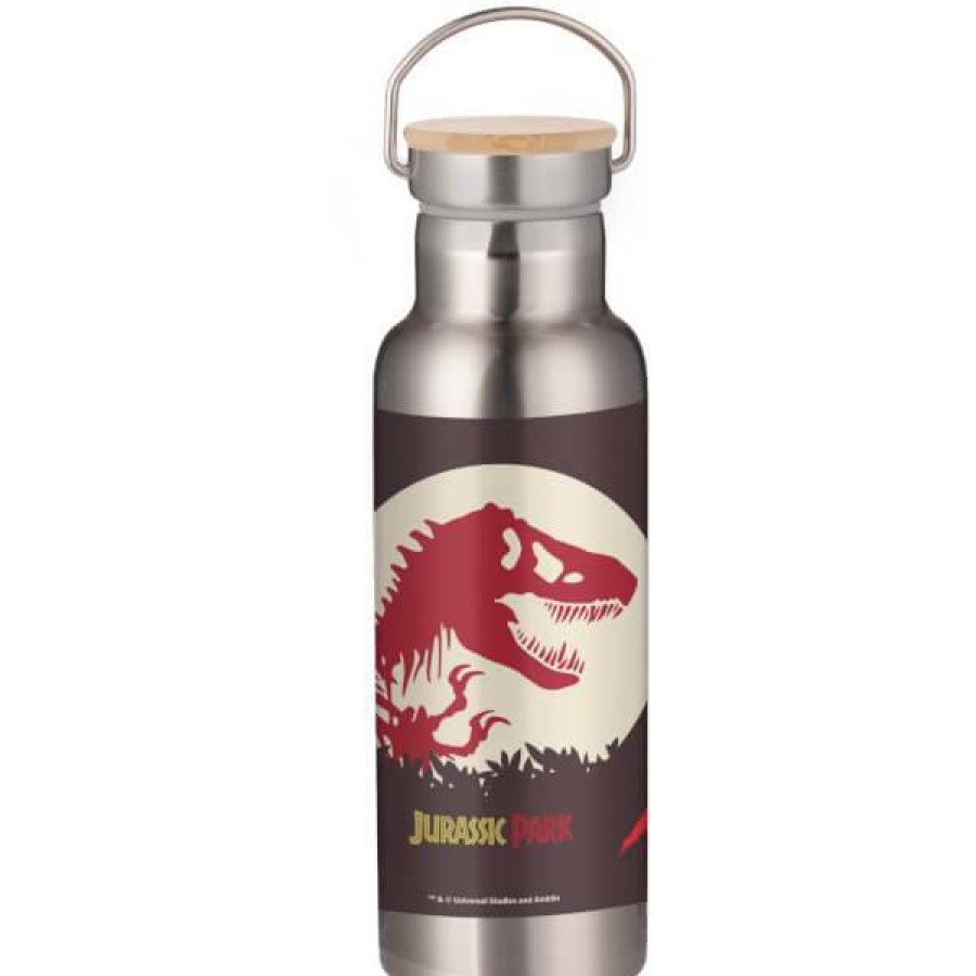 Geek Drinkware * | New In Jurassic Park T-Rex Portable Insulated Water Bottle Steel