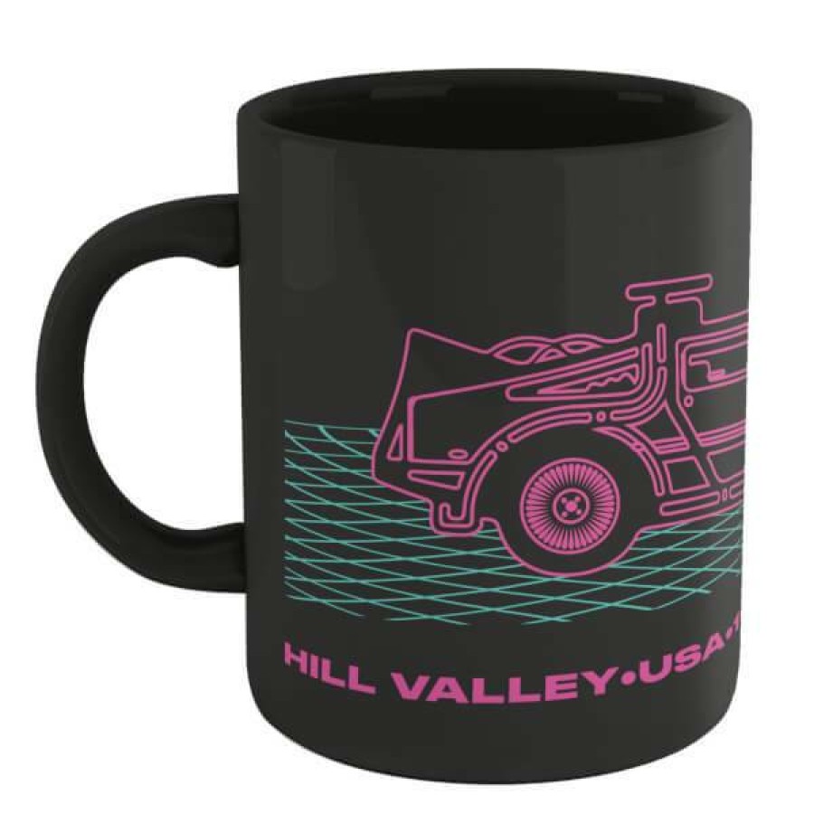 Geek Drinkware * | New In Back To The Future Bttf Neon Delorean Mug Black