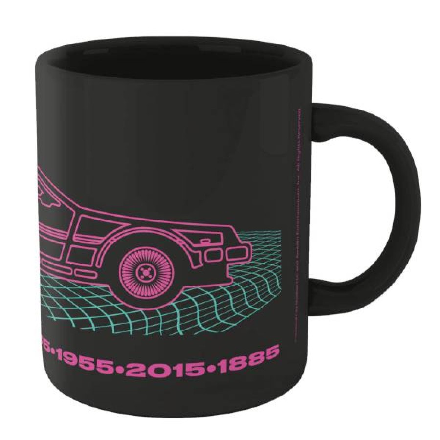 Geek Drinkware * | New In Back To The Future Bttf Neon Delorean Mug Black