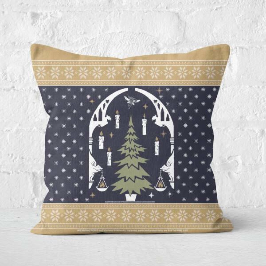 Soft Furnishings * | Top Sellers Harry Potter Hogwarts Christmas Square Cushion