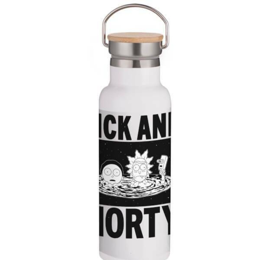 Geek Drinkware * | Crazy Deals Rick & Morty Portable Insulated Water Bottle White