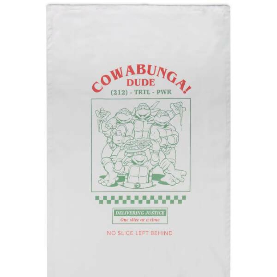 Soft Furnishings * | Free Delivery Teenage Mutant Ninja Turtles Cowabunga Cotton Tea Towel White