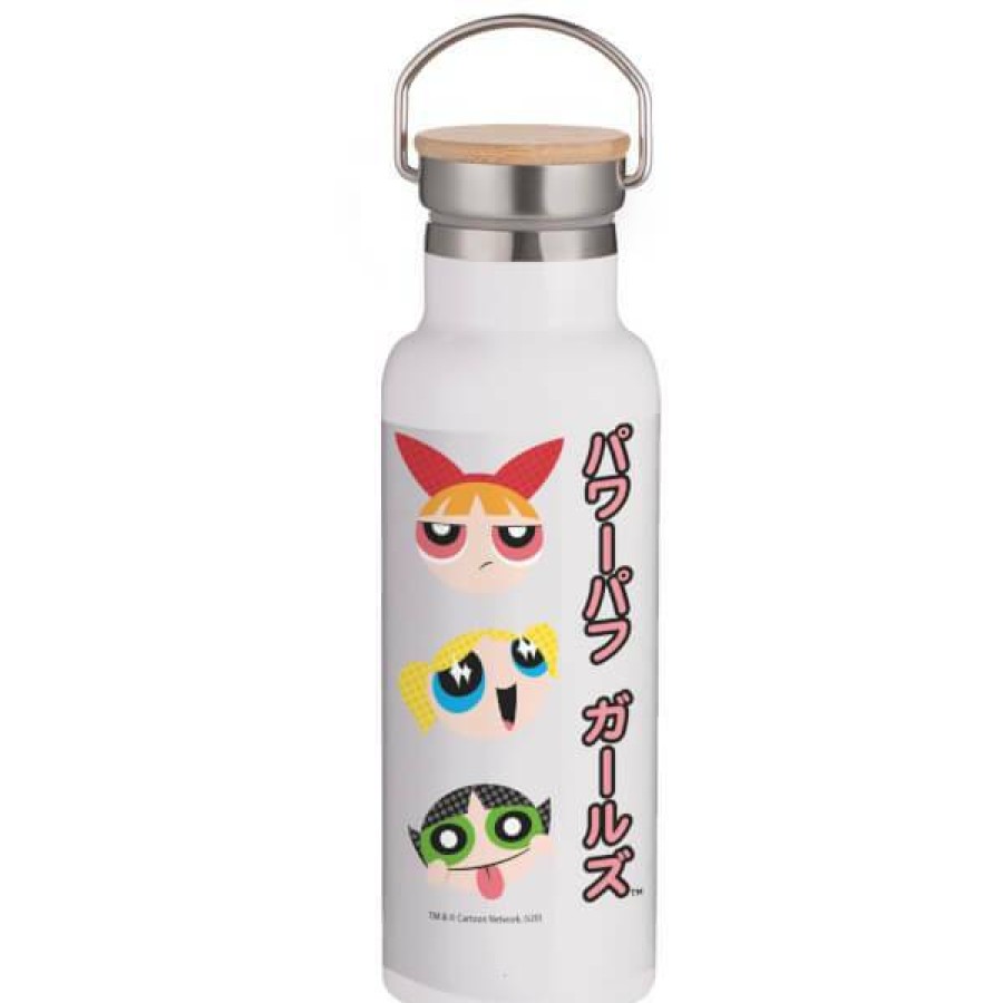 Geek Drinkware * | Crazy Deals Powerpuff Girls Faces Portable Insulated Water Bottle White