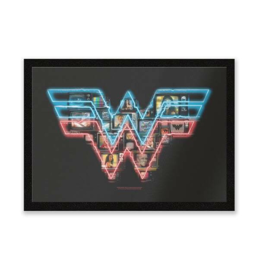 Doormats * | Outlet Sale Wonder Woman Neon Sign Entrance Mat