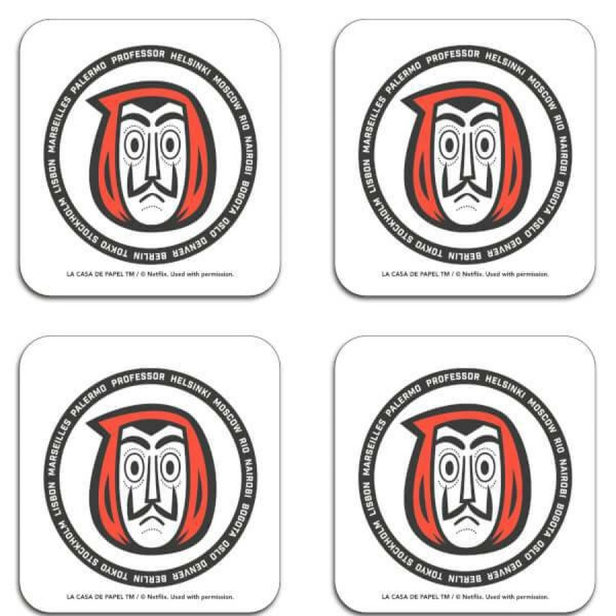 Tabletop * | Free Delivery Money Heist Money Heist Badge Coaster Set